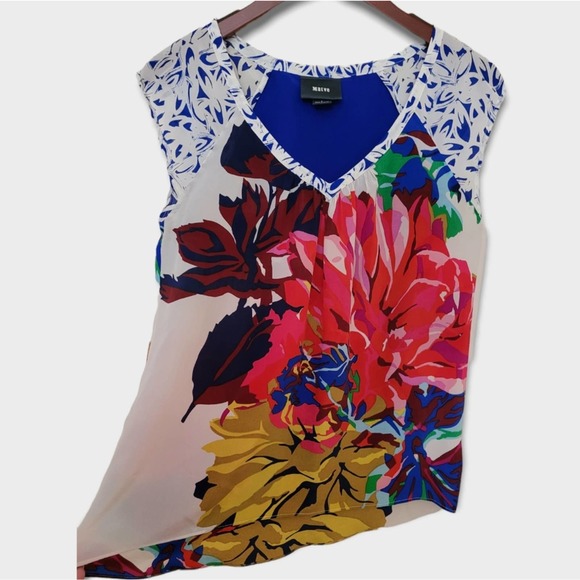 Maeve Anthropologie Mixed Boquet Floral Sleeveless Silk Blouse Size 2 - Picture 2 of 5